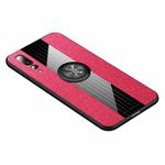 For Huawei P20 Pro XINLI Stitching Cloth Textue Shockproof TPU Protective Case with Ring Holder(Red)