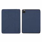 For iPad Pro 12.9 2021 MOMAX FPAP21LB PU + TPU Horizontal Flip Leather Tablet Case with Multi-purpose Holder & Pen Slot & Sleep / Wake-up Function(Blue)