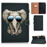 For Samsung Galaxy Tab A7 Lite 8.7 (2021) T220 Pure Color Painting Horizontal Flip Leather Case with Card Slots & Holder & Lanyard(Elephant)