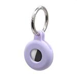 Hollow Anti-scratch Silicone Shockproof Protective Cover Case with Keychain Hook Loop For AirTag(Purple)