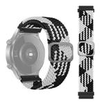 For Samsung Galaxy Watch Active2 44mm Adjustable Nylon Braided Elasticity Watch Band(Black White)