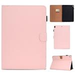 For iPad 10.2 2021 / 2020 / 2019 Solid Color Horizontal Flip Leather Case with Holder & Card Slots & Pen Slot & Sleep / Wake-up Function(Pink)