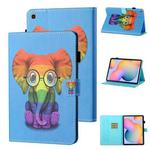 For Samsung Galaxy Tab A7 Lite 8.7 (2021) T220 Coloured Drawing Stitching Horizontal Flip Leather Case with Holder & Card Slot(Colorful Elephant)