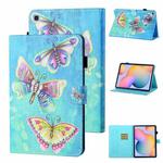 For Samsung Galaxy Tab A7 Lite 8.7 (2021) T220 Coloured Drawing Stitching Horizontal Flip Leather Case with Holder & Card Slot(Colorful Butterflies)
