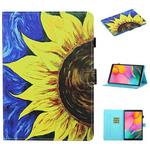 For Samsung Galaxy Tab A7 Lite 8.7 (2021) T220 Coloured Drawing Stitching Horizontal Flip Leather Case with Holder & Card Slot(Sunflower)