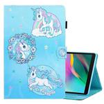 For Samsung Galaxy Tab A7 Lite 8.7 (2021) T220 Coloured Drawing Stitching Horizontal Flip Leather Case with Holder & Card Slot(Unicorn)