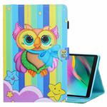 For Samsung Galaxy Tab A7 Lite 8.7 (2021) T220 Coloured Drawing Stitching Horizontal Flip Leather Case with Holder & Card Slot(Rainbow Owl)