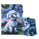 For Samsung Galaxy Tab A7 Lite 8.7 (2021) T220 Coloured Drawing Stitching Horizontal Flip Leather Case with Holder & Card Slot(Oil Painting Dog)