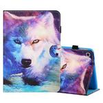 For Samsung Galaxy Tab A7 Lite 8.7 (2021) T220 Coloured Drawing Stitching Horizontal Flip Leather Case with Holder & Card Slot(Wolf)