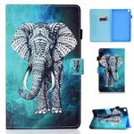 For Samsung Galaxy Tab A7 Lite 8.7 (2021) T220 Coloured Drawing Stitching Horizontal Flip Leather Case with Holder & Card Slot(Elephant)