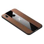 For Huawei P20 lite XINLI Stitching Cloth Textue Shockproof TPU Protective Case(Brown)