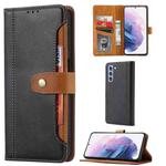 For Samsung Galaxy S21 FE Calf Texture Double Fold Clasp Horizontal Flip Leather Case with Photo Frame & Holder & Card Slots & Wallet(Black)