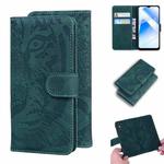 For OPPO A55 5G / A54 4G Tiger Embossing Pattern Horizontal Flip Leather Case with Holder & Card Slots & Wallet(Green)