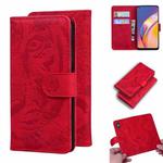 For OPPO Reno5 F Tiger Embossing Pattern Horizontal Flip Leather Case with Holder & Card Slots & Wallet(Red)