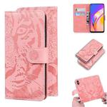 For OPPO Reno5 Z Tiger Embossing Pattern Horizontal Flip Leather Case with Holder & Card Slots & Wallet(Pink)