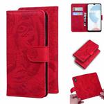 For OPPO Realme C21 Tiger Embossing Pattern Horizontal Flip Leather Case with Holder & Card Slots & Wallet(Red)