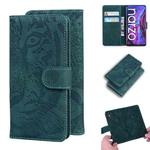For OPPO Realme Narzo 30 Pro 5G Tiger Embossing Pattern Horizontal Flip Leather Case with Holder & Card Slots & Wallet(Green)