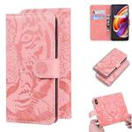 For OPPO Realme X7 Pro 5G Tiger Embossing Pattern Horizontal Flip Leather Case with Holder & Card Slots & Wallet(Pink)