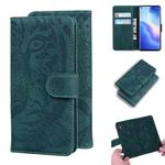 For OPPO Reno5 Pro 5G Tiger Embossing Pattern Horizontal Flip Leather Case with Holder & Card Slots & Wallet(Green)