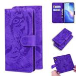 For OPPO Reno5 Pro 5G Tiger Embossing Pattern Horizontal Flip Leather Case with Holder & Card Slots & Wallet(Purple)