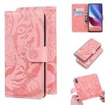 For Xiaomi Redmi K40 / K40 Pro / Poco F3 Tiger Embossing Pattern Horizontal Flip Leather Case with Holder & Card Slots & Wallet(Pink)