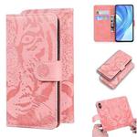 For Xiaomi Mi 11 Lite Tiger Embossing Pattern Horizontal Flip Leather Case with Holder & Card Slots & Wallet(Pink)