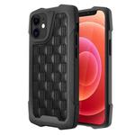 For iPhone 12 mini 3D Embossed PU + PC + TPU Skidproof Shockproof Case (Black)