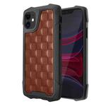 For iPhone 11 3D Embossed PU + PC + TPU Skidproof Shockproof Case (Brown)