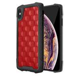 For iPhone X / XS 3D Embossed PU + PC + TPU Skidproof Shockproof Case(Red)