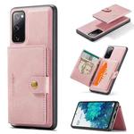 For Samsung Galaxy S20 FE JEEHOOD Retro Magnetic Detachable Protective Case with Wallet & Card Slot & Holder(Pink)