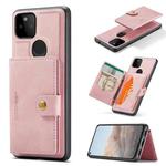 For Google Pixel 5A 5G JEEHOOD Retro Magnetic Detachable Protective Case with Wallet & Card Slot & Holder(Pink)