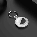Shockproof Anti-scratch Carbon Fiber Protective Case Cover with Keychain Ring Loop For AirTag(Transparent White)