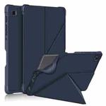 For Samsung Galaxy Tab A7 Lite 8.7 T220 / T225 Cloth Texture Multi-folding Horizontal Flip PU Leather Shockproof Case with Holder(Dark Blue)