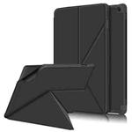 For Amazon Kindle Fire HD 10 / 10 Plus 2021 Cloth Texture Multi-folding Horizontal Flip PU Leather Shockproof Case with Holder(Black)