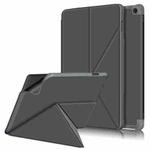 For Amazon Kindle Fire HD 10 / 10 Plus 2021 Cloth Texture Multi-folding Horizontal Flip PU Leather Shockproof Case with Holder(Grey)