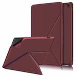 For Amazon Kindle Fire HD 10 / 10 Plus 2021 Cloth Texture Multi-folding Horizontal Flip PU Leather Shockproof Case with Holder(Wine Red)