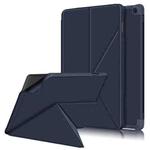 For Amazon Kindle Fire HD 10 / 10 Plus 2021 Cloth Texture Multi-folding Horizontal Flip PU Leather Shockproof Case with Holder(Dark Blue)