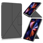 For iPad Pro 12.9 2022 / 2021 Multi-folding Horizontal Flip PU Leather Shockproof Tablet Case with Holder & Sleep / Wake-up Function(Grey)