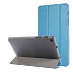 Silk Texture Three-fold Horizontal Flip Leather Case with Holder For Samsung Galaxy Tab A7 Lite 8.7 T220 / T225(Sky Blue)