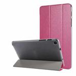Silk Texture Three-fold Horizontal Flip Leather Case with Holder For Samsung Galaxy Tab A7 Lite 8.7 T220 / T225(Rose Red)