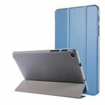 Silk Texture Three-fold Horizontal Flip Leather Case with Holder For Samsung Galaxy Tab A7 Lite 8.7 T220 / T225(Blue)