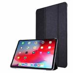 For iPad Air 13 2024 / iPad Pro 12.9 2022 / 2021 Silk Texture Three-fold Horizontal Flip Leather Tablet Case with Holder & Pen Slot(Black)