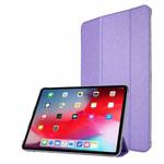 For iPad Pro 12.9 2022 / 2021 Silk Texture Three-fold Horizontal Flip Leather Tablet Case with Holder & Pen Slot(Purple)