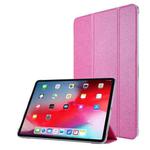 For iPad Air 13 2024 / iPad Pro 12.9 2022 / 2021 Silk Texture Three-fold Horizontal Flip Leather Tablet Case with Holder & Pen Slot(Rose Red)