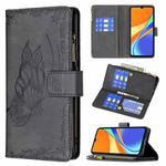 For Xiaomi Redmi 9C Flying Butterfly Embossing Pattern Zipper Horizontal Flip Leather Case with Holder & Card Slots & Wallet(Black)