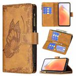 For Xiaomi Mi 10T Pro 5G Flying Butterfly Embossing Pattern Zipper Horizontal Flip Leather Case with Holder & Card Slots & Wallet(Brown)