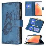For Xiaomi Mi 10T Pro 5G Flying Butterfly Embossing Pattern Zipper Horizontal Flip Leather Case with Holder & Card Slots & Wallet(Blue)