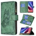 For Xiaomi Mi 11i/Poco F3/Redmi K40 Flying Butterfly Embossing Pattern Zipper Horizontal Flip Leather Case with Holder & Card Slots & Wallet(Green)