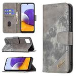 For Samsung Galaxy A22 5G Matching Color Crocodile Texture Horizontal Flip PU Leather Case with Wallet & Holder & Card Slots(Grey)