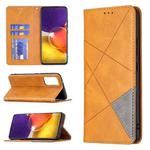 For Samsung Galaxy A82 5G Rhombus Texture Horizontal Flip Magnetic Leather Case with Holder & Card Slots(Yellow)